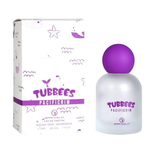 Botella azul perfume Tubbees Pacificrim Grandeur EDP 50ml con forma de oso y detalles plateados