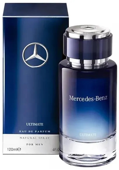Perfume Ultimate For Men Mercedes Benz para hombre fragancia amaderada aromática con notas de pimienta negra lavanda y madera de cedro presentación de 120 ml Eau de Parfum
