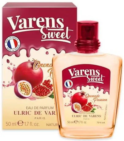 Perfume Varens Sweet Grenade Passion Ulric de Varens para mujer fragancia frutal floral con notas de granada flor de pasión y vainilla presentación de 50 ml Eau de Parfum