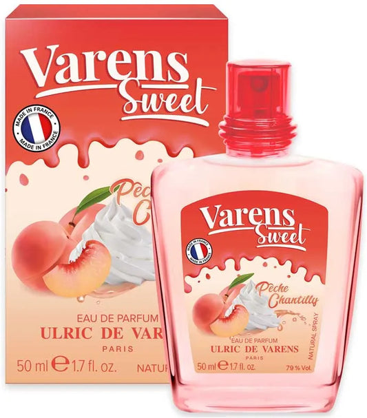 Perfume Varens Sweet Peche Chantilly Ulric de Varens para mujer fragancia gourmand frutal con notas de durazno crema chantilly y vainilla presentación de 50 ml Eau de Parfum