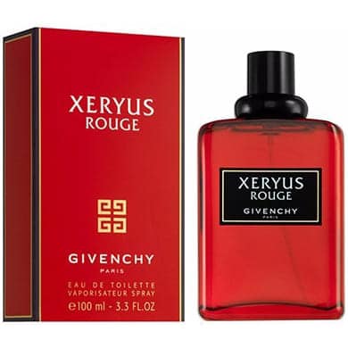 Botella roja cilíndrica perfume Xeryus Rouge Givenchy EDT 100ml para hombre