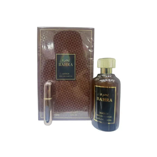 perfume bahra amber magnate eau de parfum para hombre frasco de 100ml con diseño moderno y tonos oscuros
