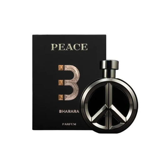 perfume bharara peace parfum para hombre frasco de 100ml con diseño sobrio y tapa metálica
