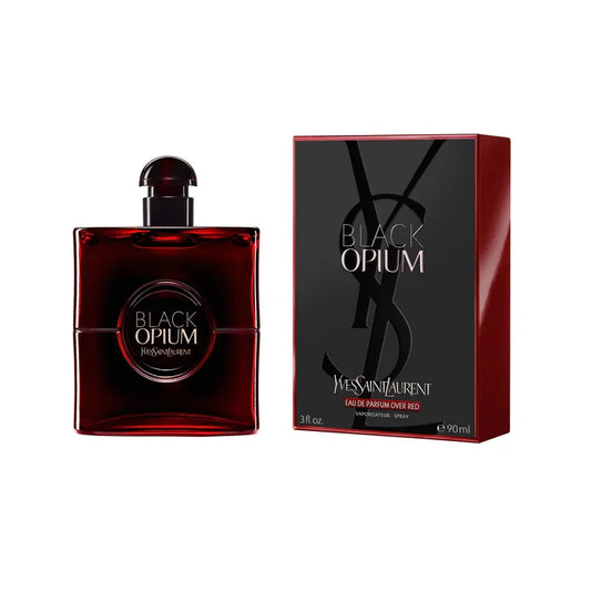 perfume black opium over red ysl eau de parfum para mujer frasco de 90ml con diseño brillante en tonos rojos y negros