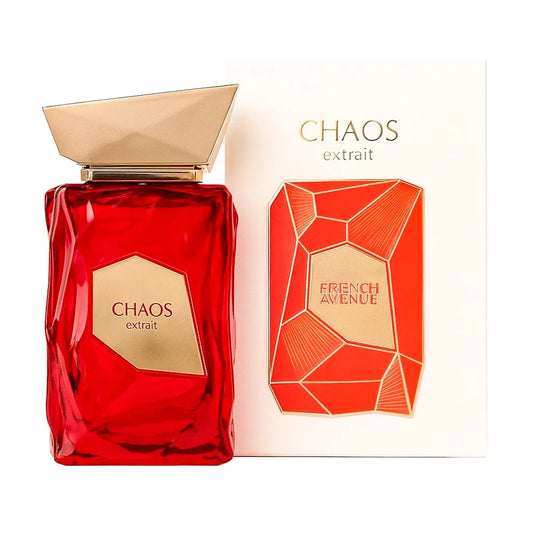 imagen del perfume chaos extrait french avenue mostrando su frasco elegante de 100 ml