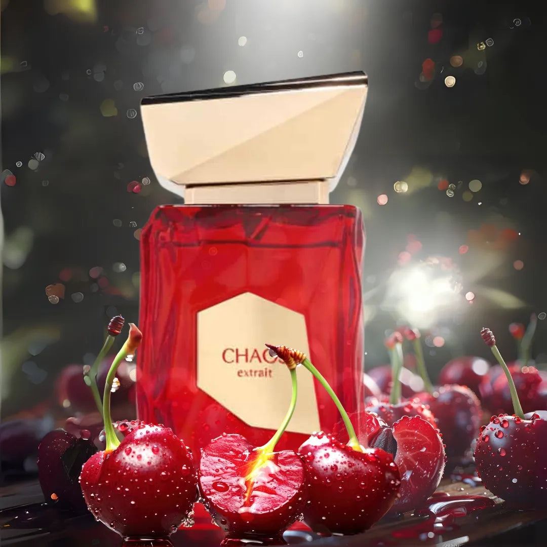 foto del perfume chaos extrait french avenue resaltando su diseño sofisticado y tonos oscuros