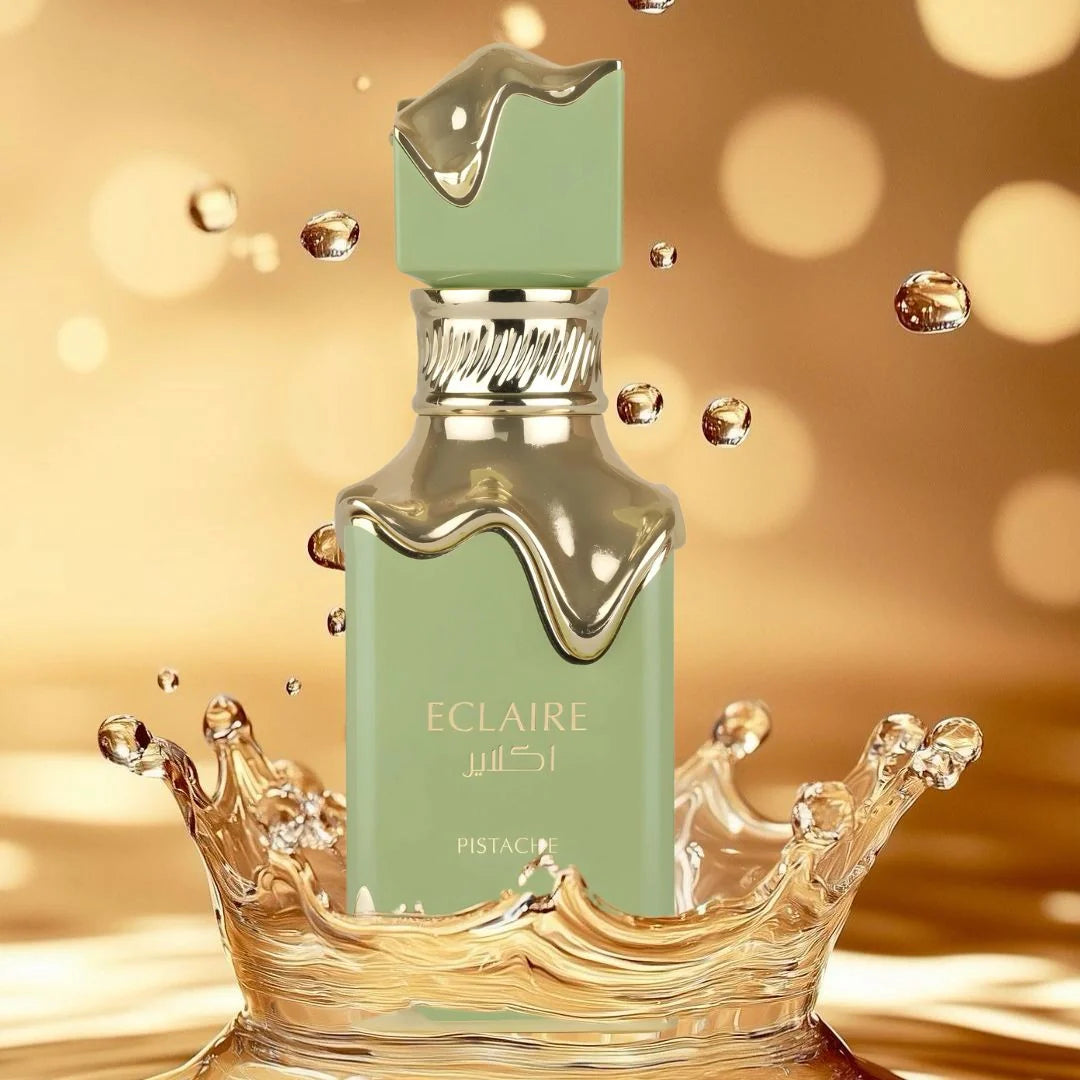 Perfume femenino Lattafa Eclaire Pistache 100ml Edp con acordes dulces de pistacho batido coco y cacao que aportan un aroma cremoso y delicado