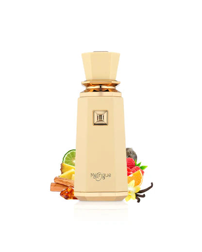 detalle del frasco de meringue french avenue con tapa dorada y reflejos brillantes