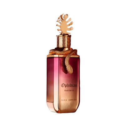 imagen en primer plano del frasco Ophidian Black Cherry paris corner destacando textura y color del envase