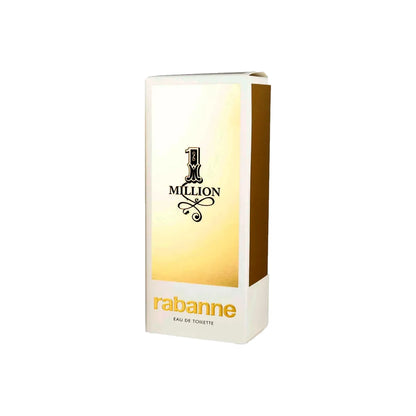 Caja del perfume Paco Rabanne 1 Million EDT 200 ml para hombre con diseño blanco y dorado y logotipo original