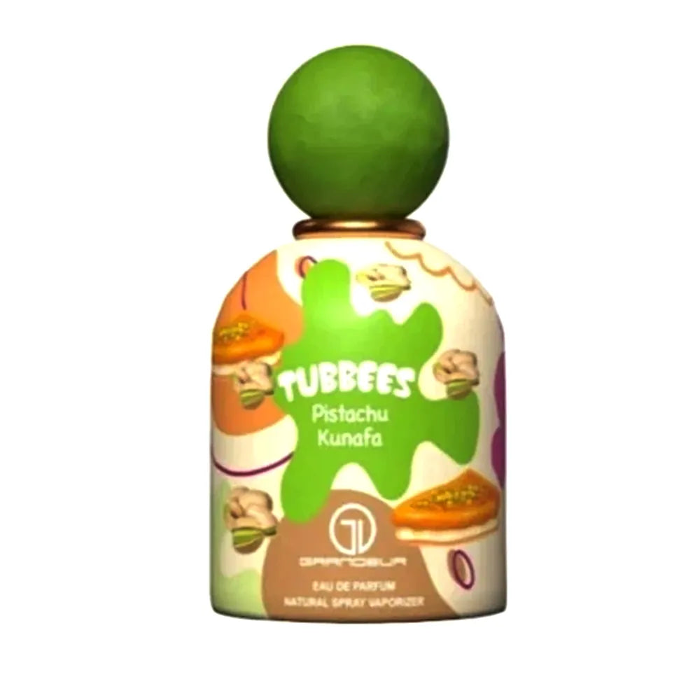 frasco de tubbees pistachio kunafa edp 50 ml con aroma gourmand oriental.