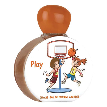 frasco del perfume lattafa pride play mostrando el tapón brillante y los detalles coloridos del envase infantil