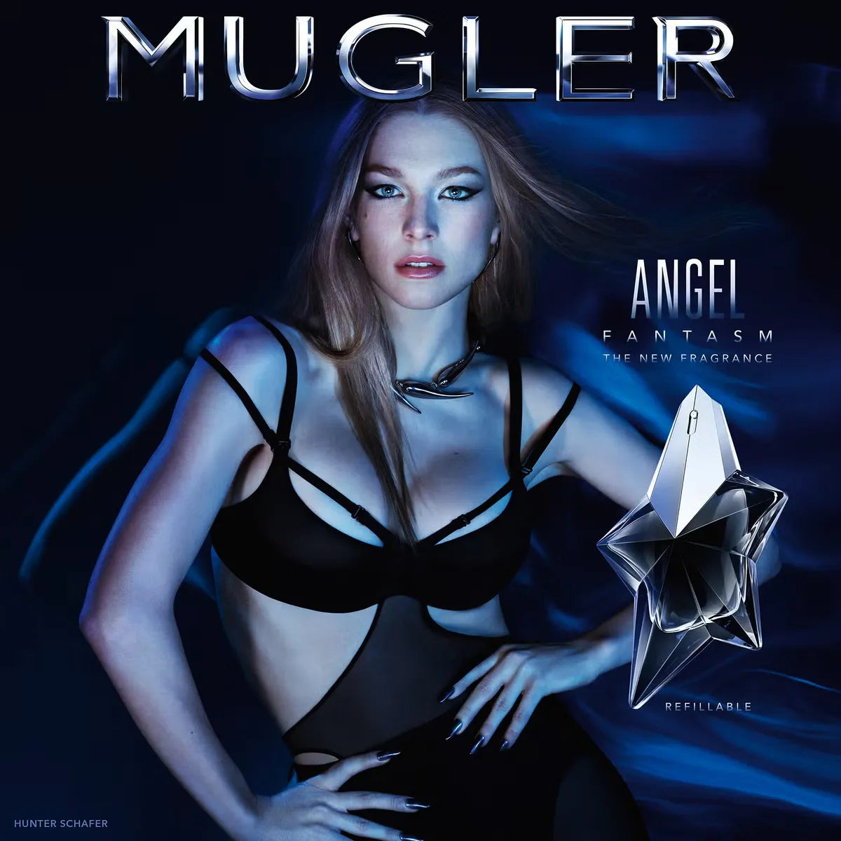 Publicidad del perfume gourmand sensual para mujer Mugler Angel Fantasm Eau de Parfum Sensuelle
