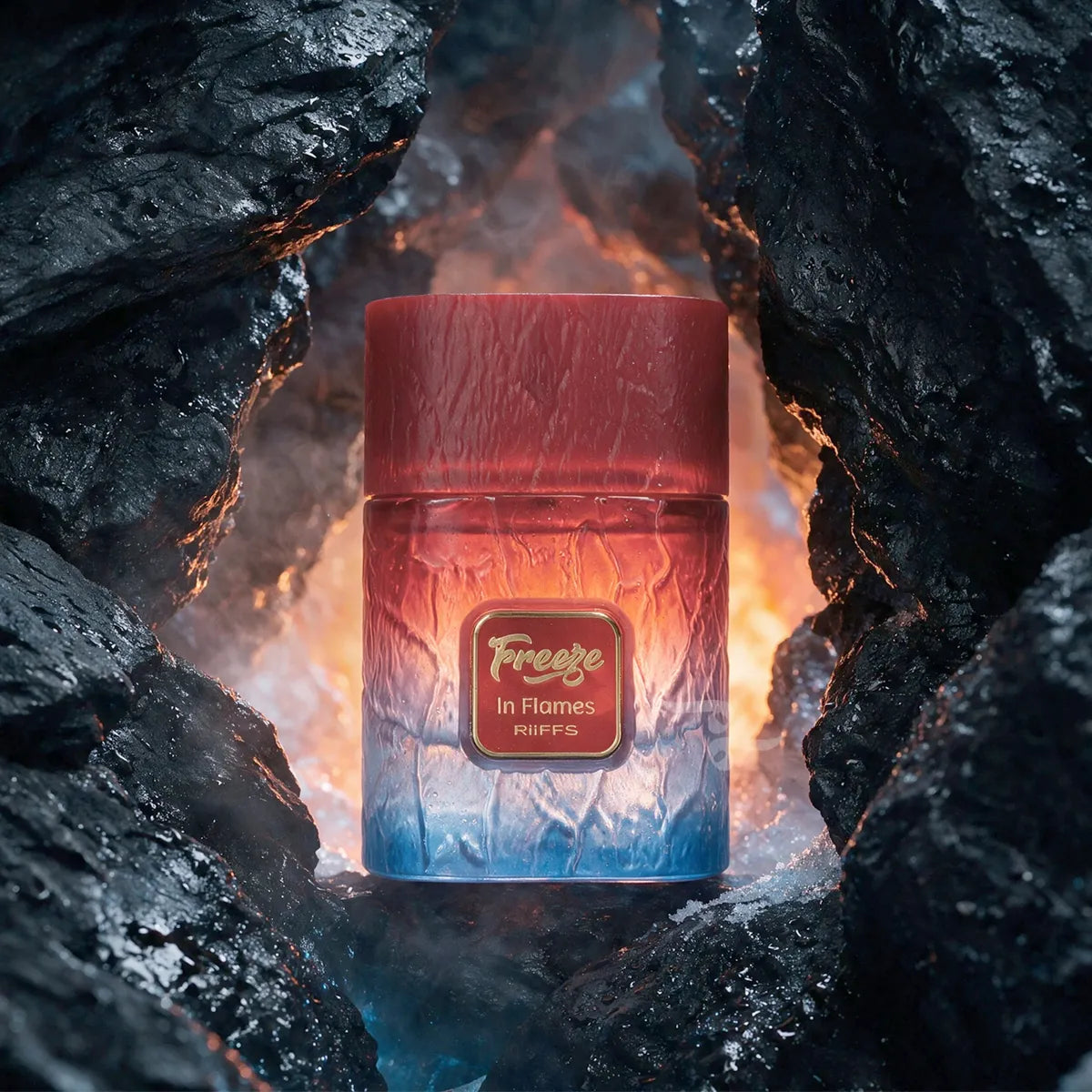 Publicidad del perfume oriental especiado Riiffs In Flames Freeze Extrait de Parfum