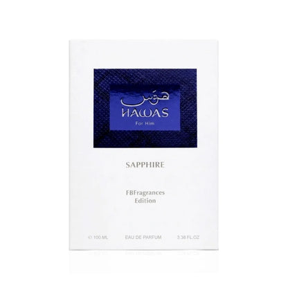 Caja original del perfume Rasasi Hawas Sapphire EDP 100 ml para hombre