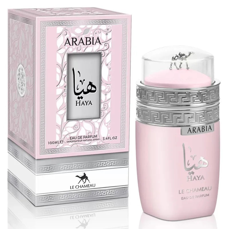 Rasasi Le Chameau Haya Arabia Eau de Parfum 100 ml perfume femenino aroma exótico y sensual combinación de flores orientales especias cálidas y maderas nobles para un toque sofisticado