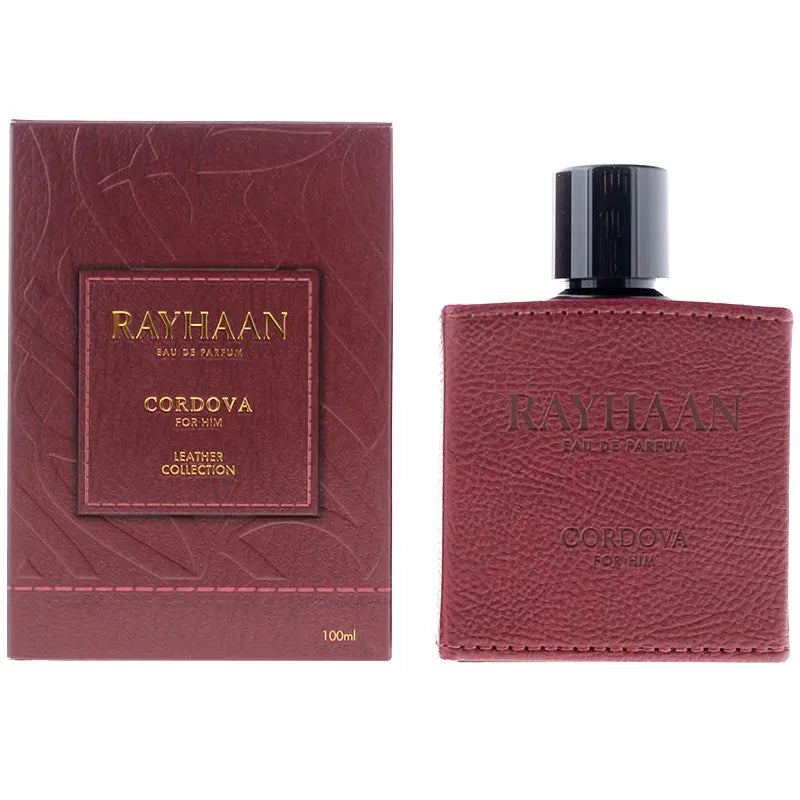 Rayhaan Cordova Leather Collection 100ml EDP perfume para hombre concentración eau de parfum
