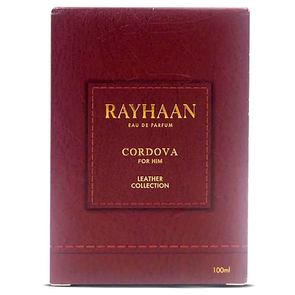 Frasco del perfume Rayhaan Cordova Leather Collection diseño elegante masculino