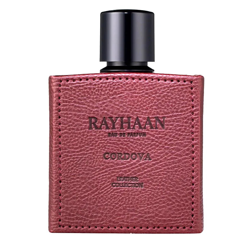 Caja original del perfume Rayhaan Cordova Leather Collection presentación premium