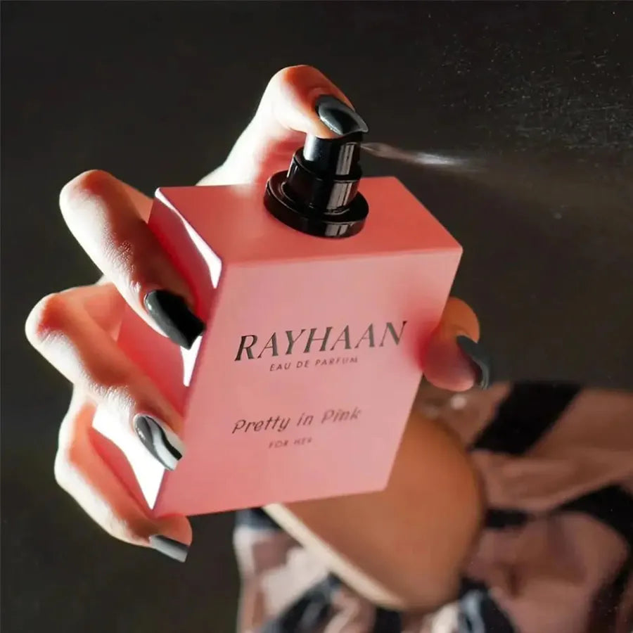 Caja original del perfume Rayhaan Pretty In Pink Color Collection presentación femenina