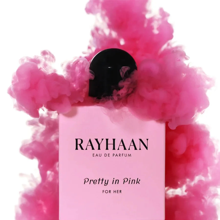Frasco del perfume Rayhaan Pretty In Pink diseño femenino elegante y moderno