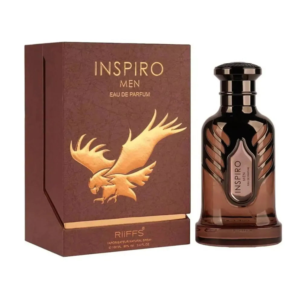 frasco de riiffs inspiro men edp 100 ml para hombre sobre fondo limpio