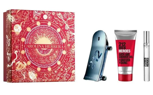 Set de perfumes 212 Heroes de Carolina Herrera estuche para hombre EDT 90ml con fragancia cítrica amaderada
