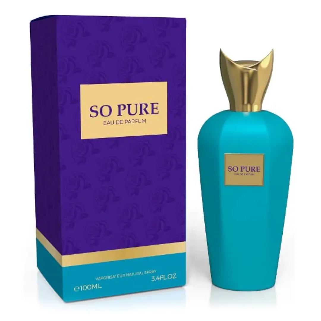 Perfume So Pure Milestone Emper 100ml botella transparente con detalles dorados sobre fondo blanco