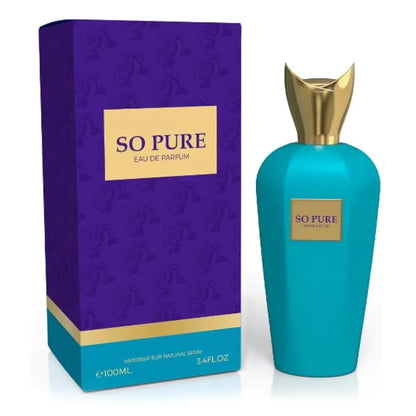 Perfume So Pure Milestone Emper 100ml botella transparente con detalles dorados sobre fondo blanco