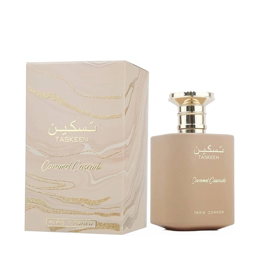Frasco Taskeen Caramel Cascade 100ml diseño elegante gourmand