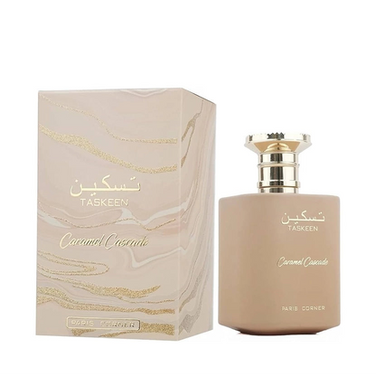 Frasco Taskeen Caramel Cascade 100ml diseño elegante gourmand