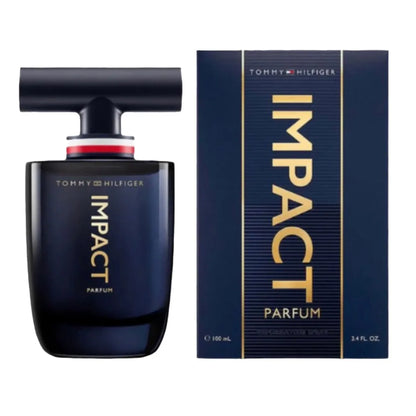 Perfume Tommy Hilfiger Impact Parfum 100ml para hombre con frasco elegante y diseño moderno sobre fondo blanco