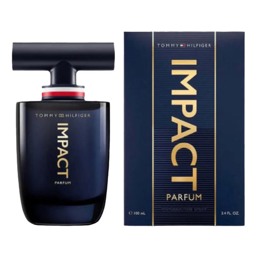Perfume Tommy Hilfiger Impact Parfum 100ml para hombre con frasco elegante y diseño moderno sobre fondo blanco