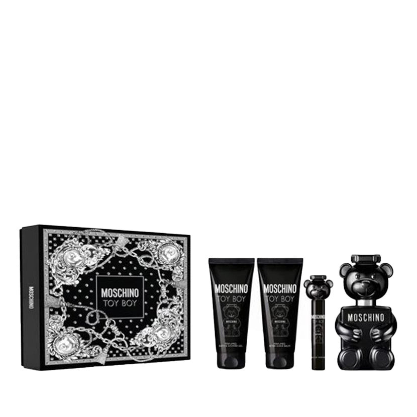Caja original estuche Toy Boy Moschino 100ml EDP hombre 4 piezas presentación set