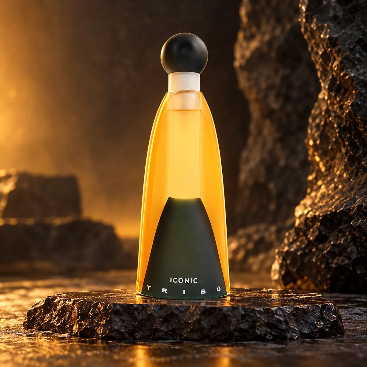 tribu iconic edp 100 ml para hombre en ambiente masculino ámbar y oscuro
