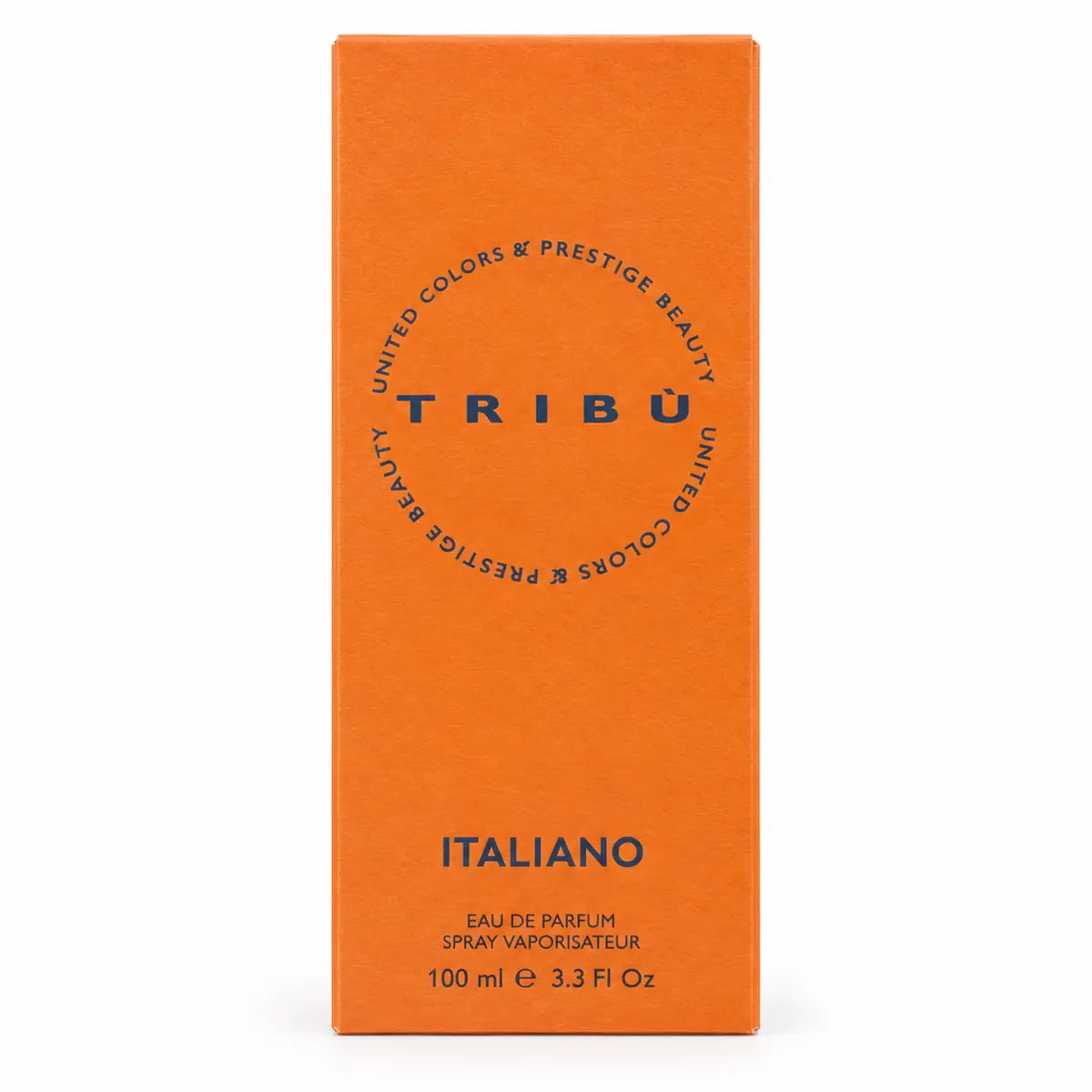 caja original de perfume tribu italiano edp 100 ml para hombre sobre fondo blanco