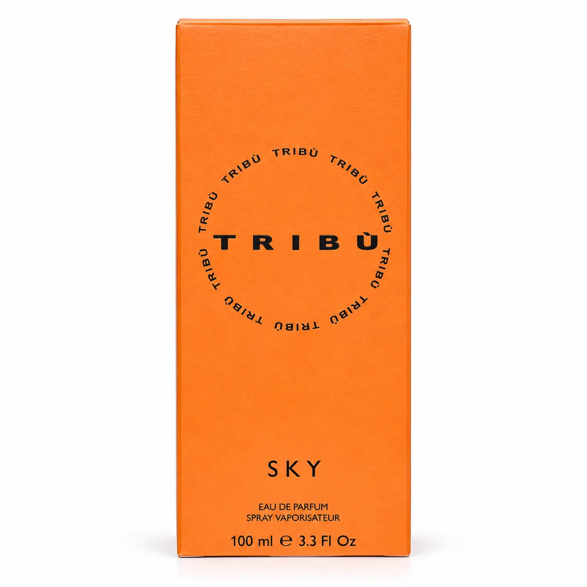 caja original de perfume tribu sky edp 100 ml unisex sobre fondo blanco