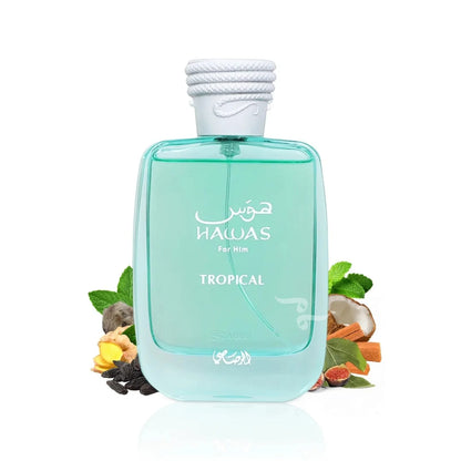 precioso envase transparente liquido verde para oler a millonario hawas tropical rasasi
