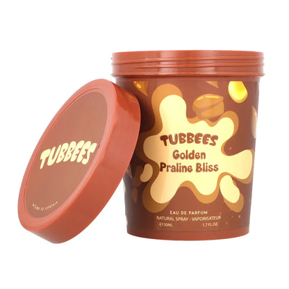 caja original de tubbees golden praline bliss edp 50 ml para mujer y hombre.