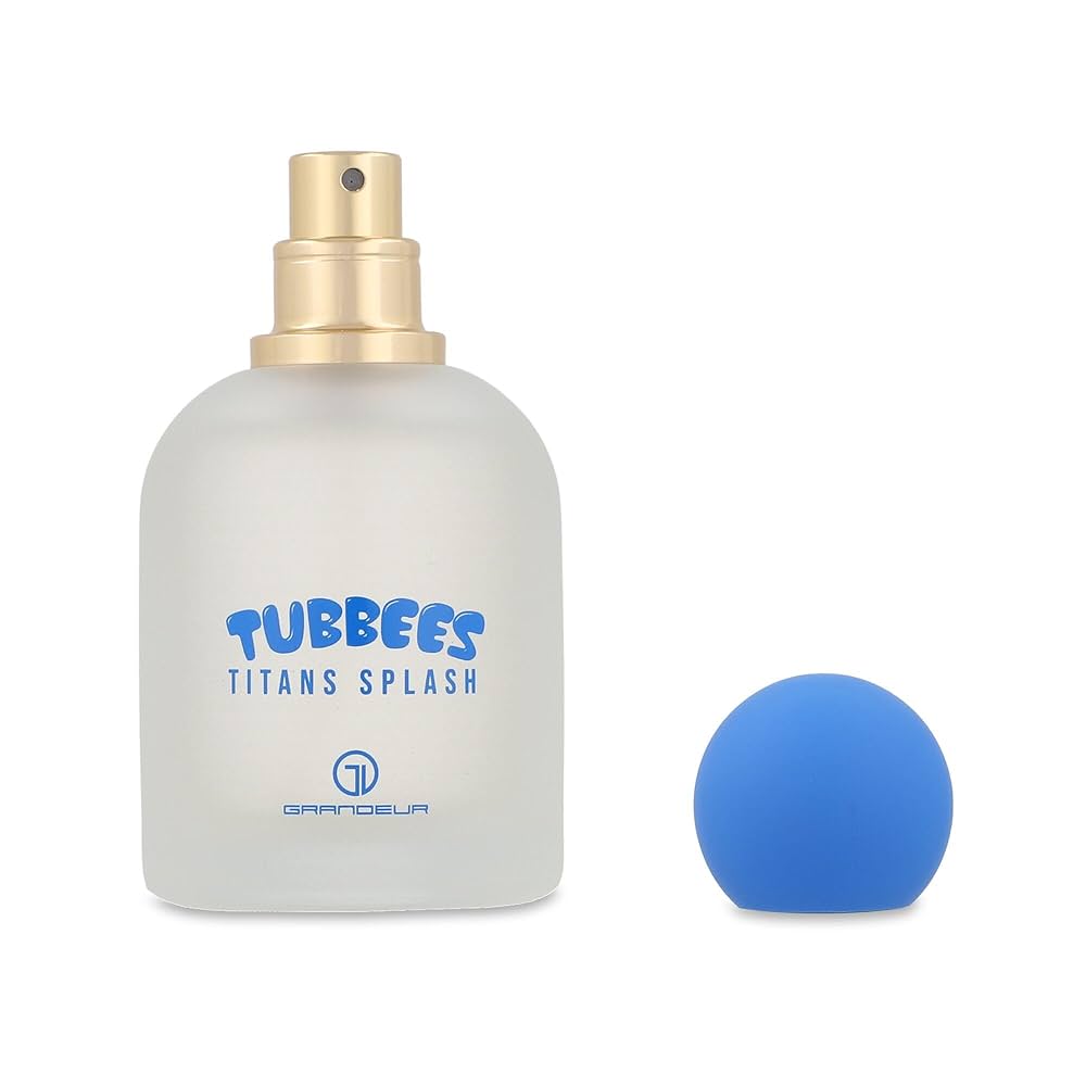 Perfume Tubbees Titans Splash Grandeur EDP 50ml frasco con diseño de olas y detalles plateados