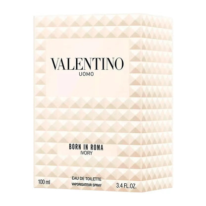 Frasco de Valentino Uomo Born in Roma Ivory Eau De Toilette 100ml para hombre fragancia aromática especiada