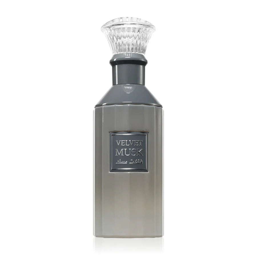 Vista lateral del perfume Velvet Musk Lattafa 100 ml