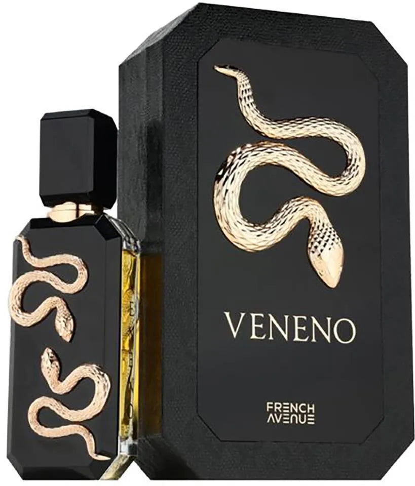 Caja y presentación del perfume Veneno French Avenue 100ml