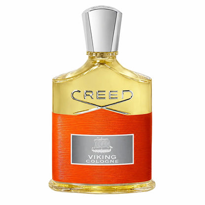 frasco de perfume creed viking cologne edp 100 ml para hombre sobre fondo blanco