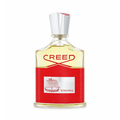 frasco de perfume creed viking edp 100 ml para hombre sobre fondo blanco