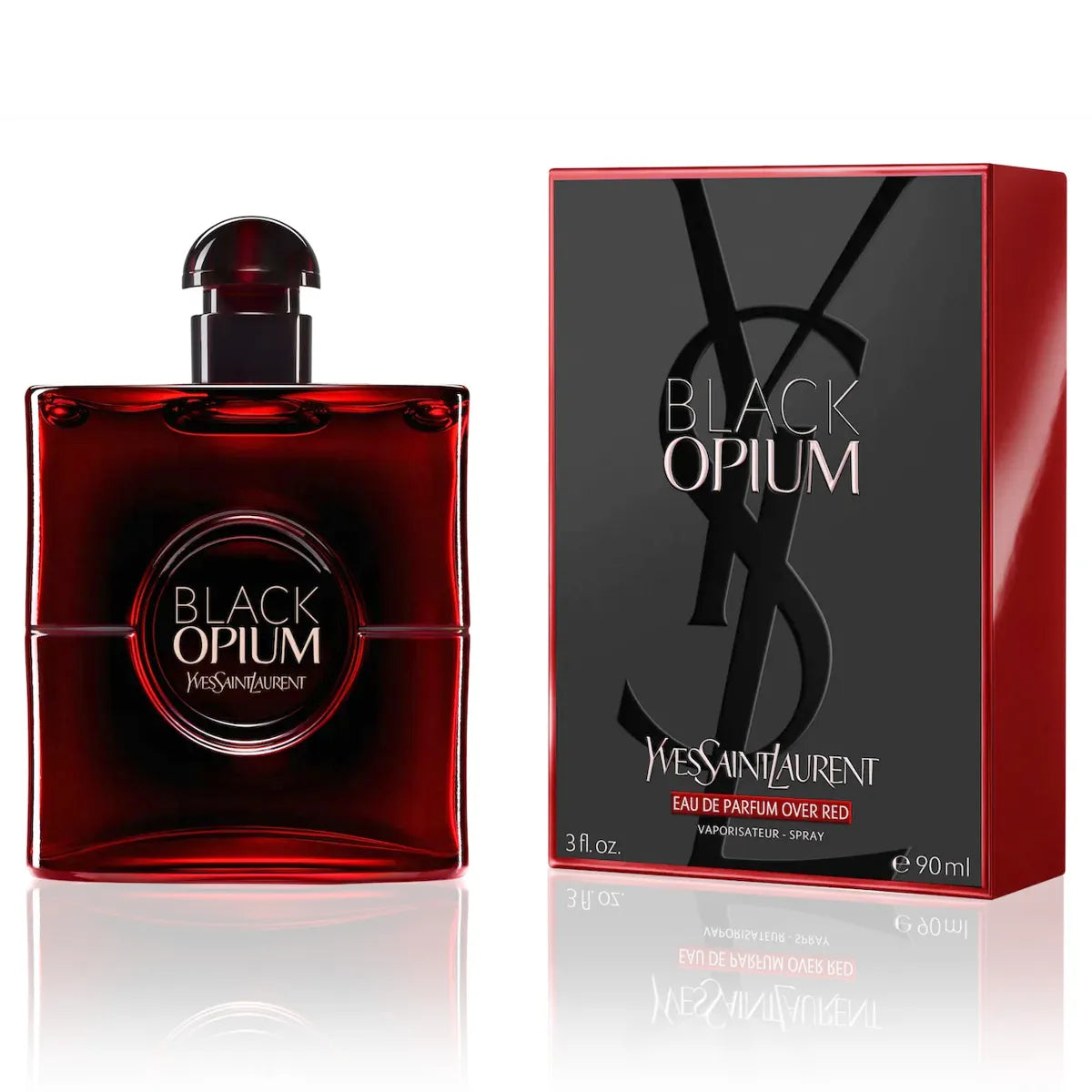 Vista frontal del perfume YSL Black Opium Over Red Eau de Parfum