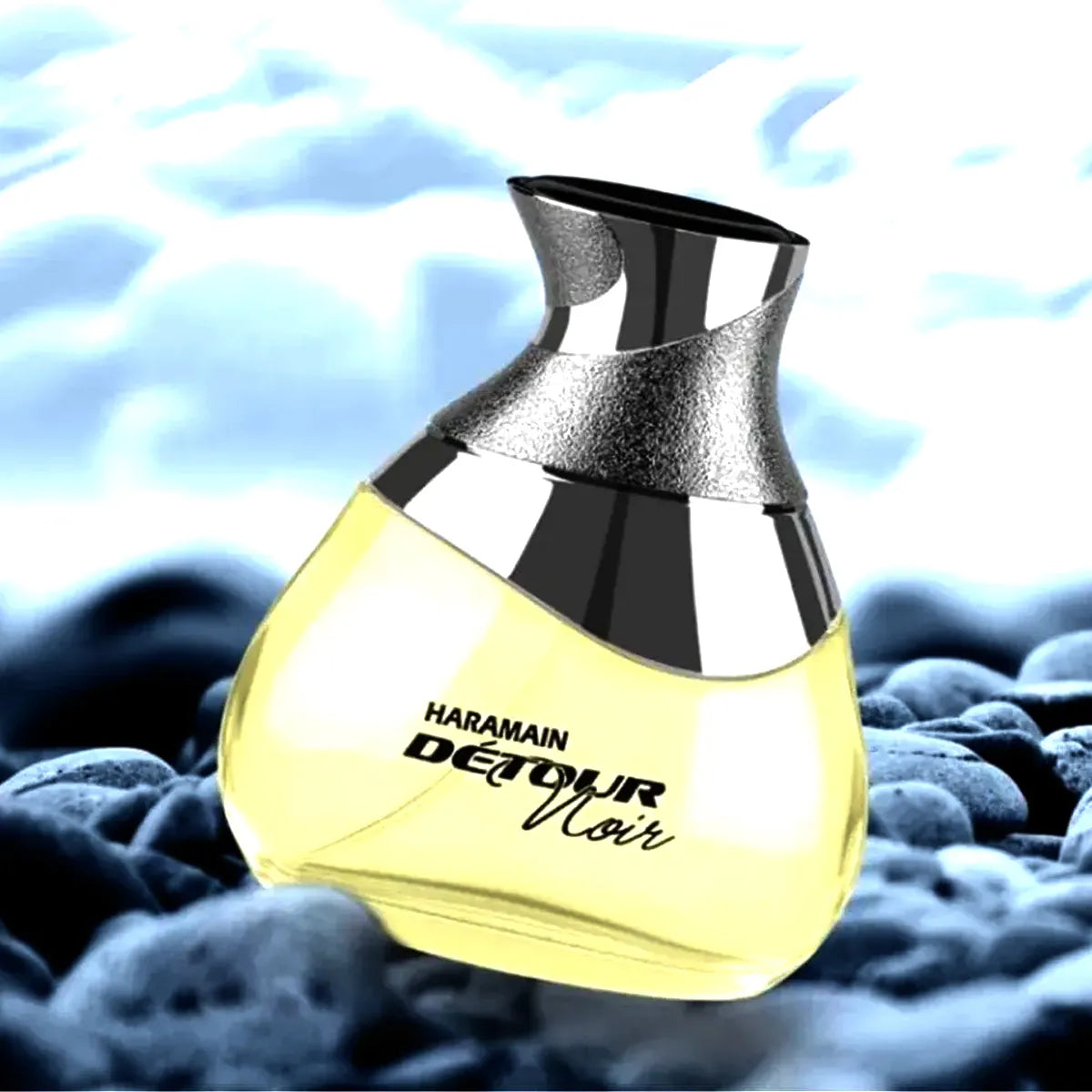 Vista frontal del perfume Detour Noir Al Haramain Eau de Parfum