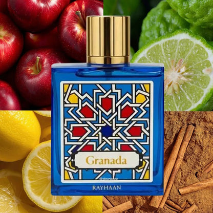 Vista frontal del perfume Granada Rayhaan Eau De Parfum