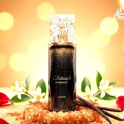Vista frontal del perfume Lattafa Nasmaat Eau de Parfum