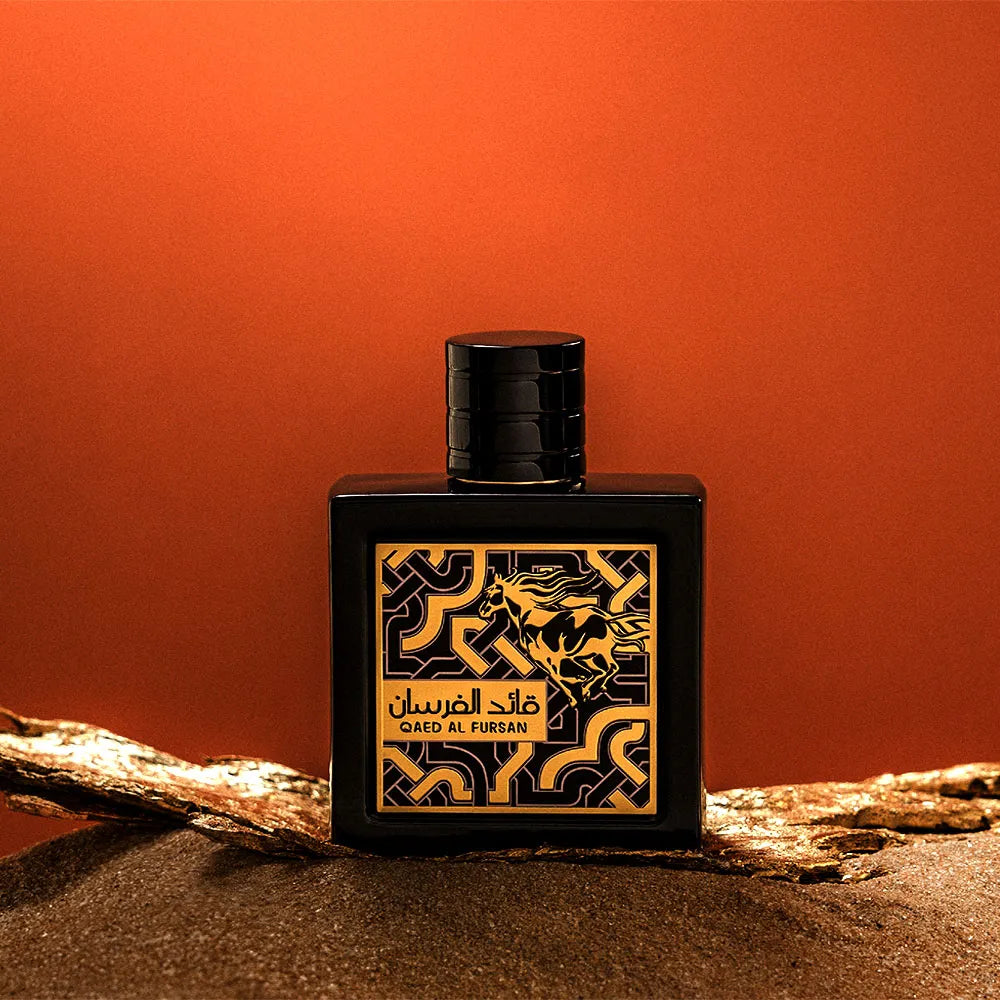Vista frontal del perfume Qaed Al Fursan Lattafa Eau de Parfum